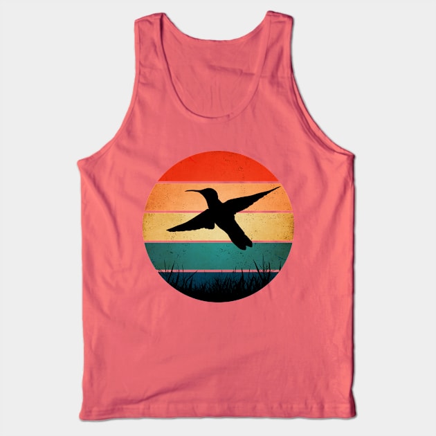 Hummingbird Silhouette Retro Sunset Design Tank Top by ShopBuzz